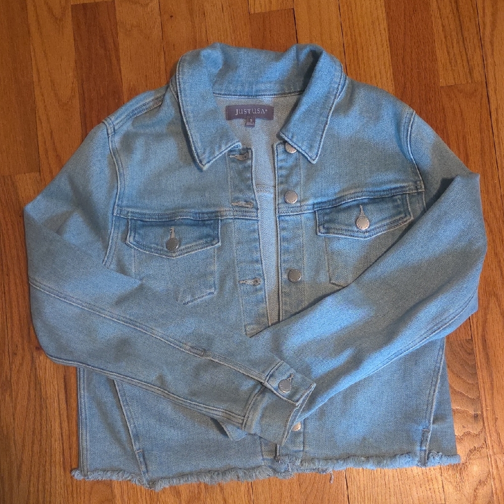 Just USA Sky Blue Cropped Denim Jacket